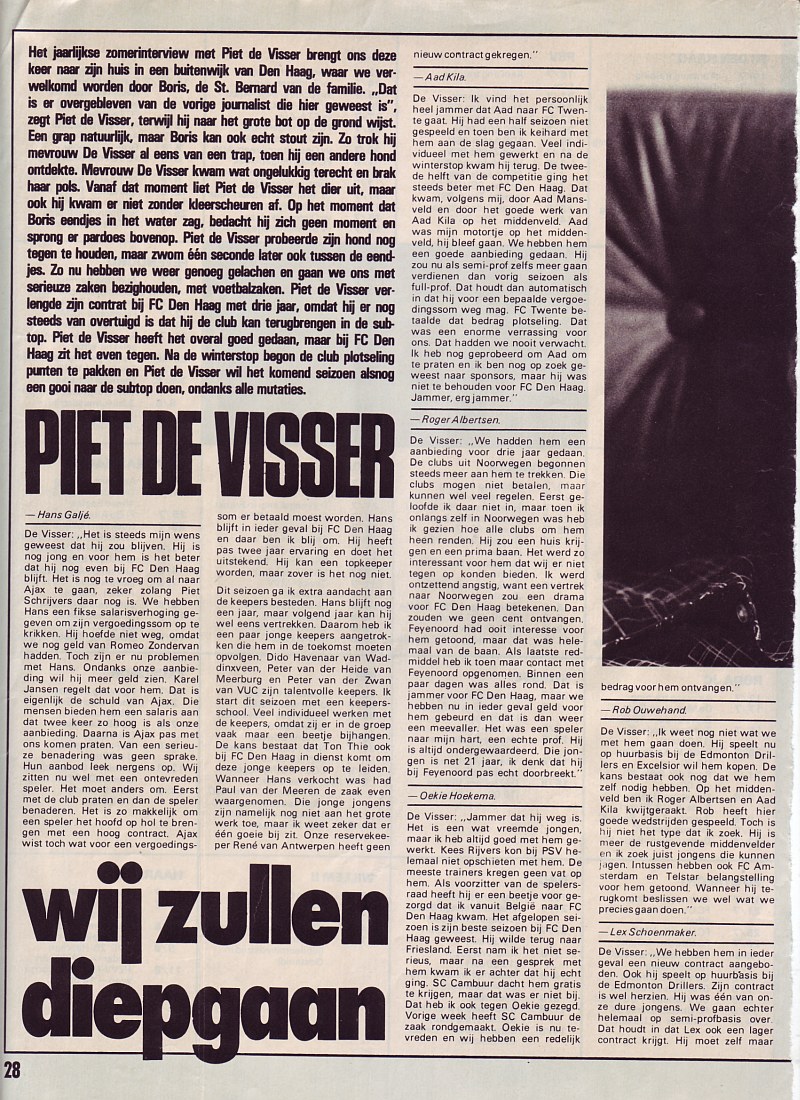 FC Den Haag  Piet Visser "We zullen diepgaan" 