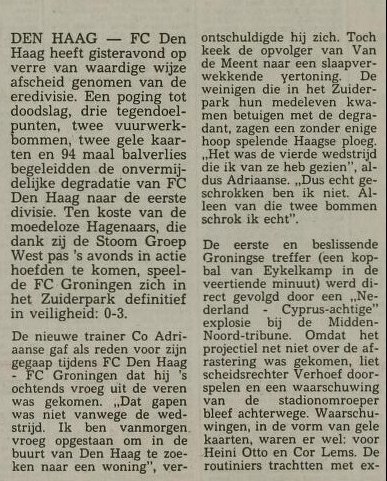 Degradatie FC Den Haag een feit na nederlaag van 3-0  afscheid verlooptonwaardig