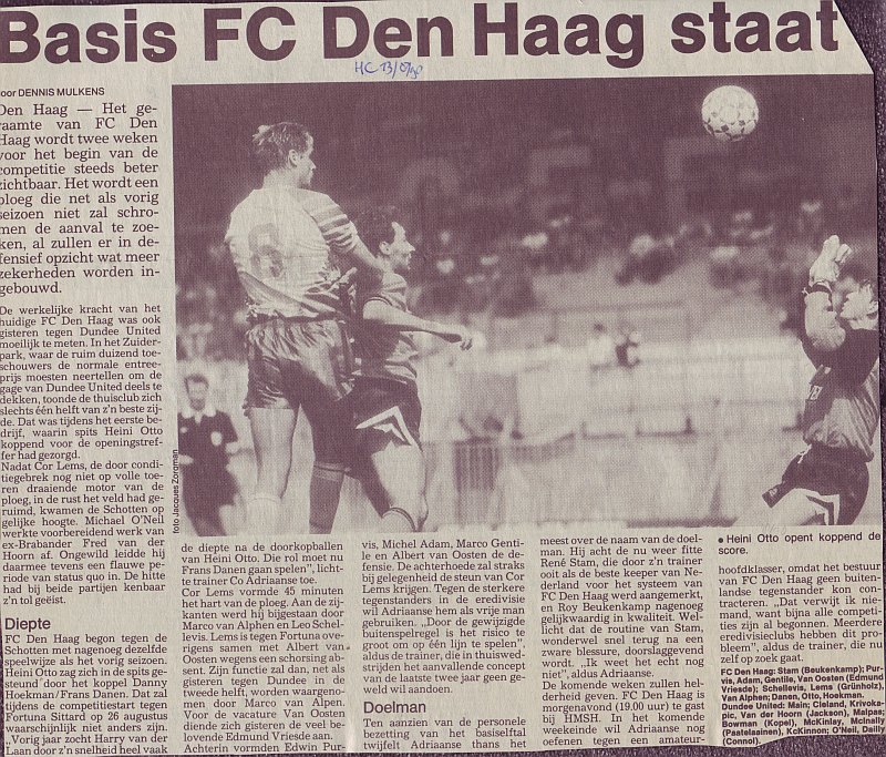 Verslag FC Den Haag Dundee United  