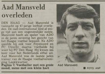 06-12-1991 Aad Mansveld overleden 