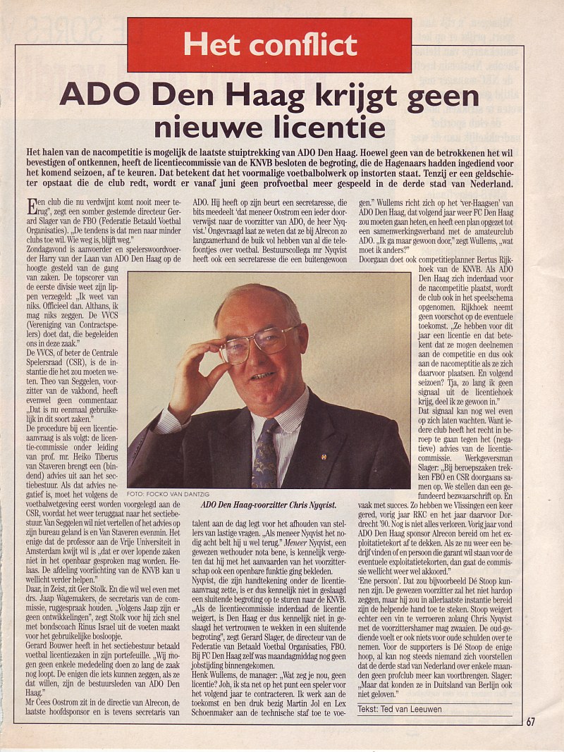 ADO Den Haag krijgt geen nieuw licentie ADO Den Haag krijgt geen nieuw licentie