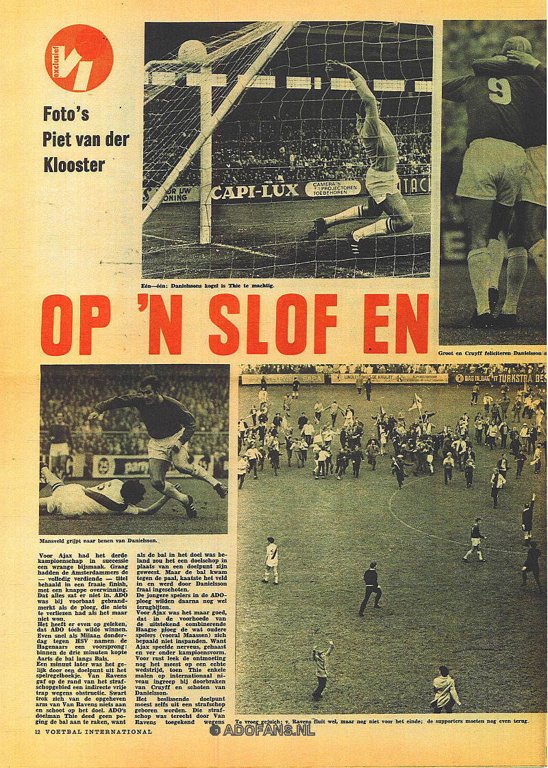 AJAX , ADO Den Haag Mei 1968