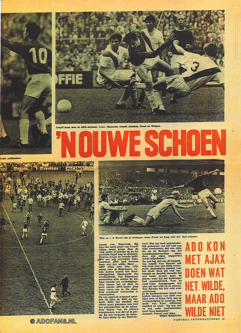 AJAX , ADO Den Haag Mei 1968