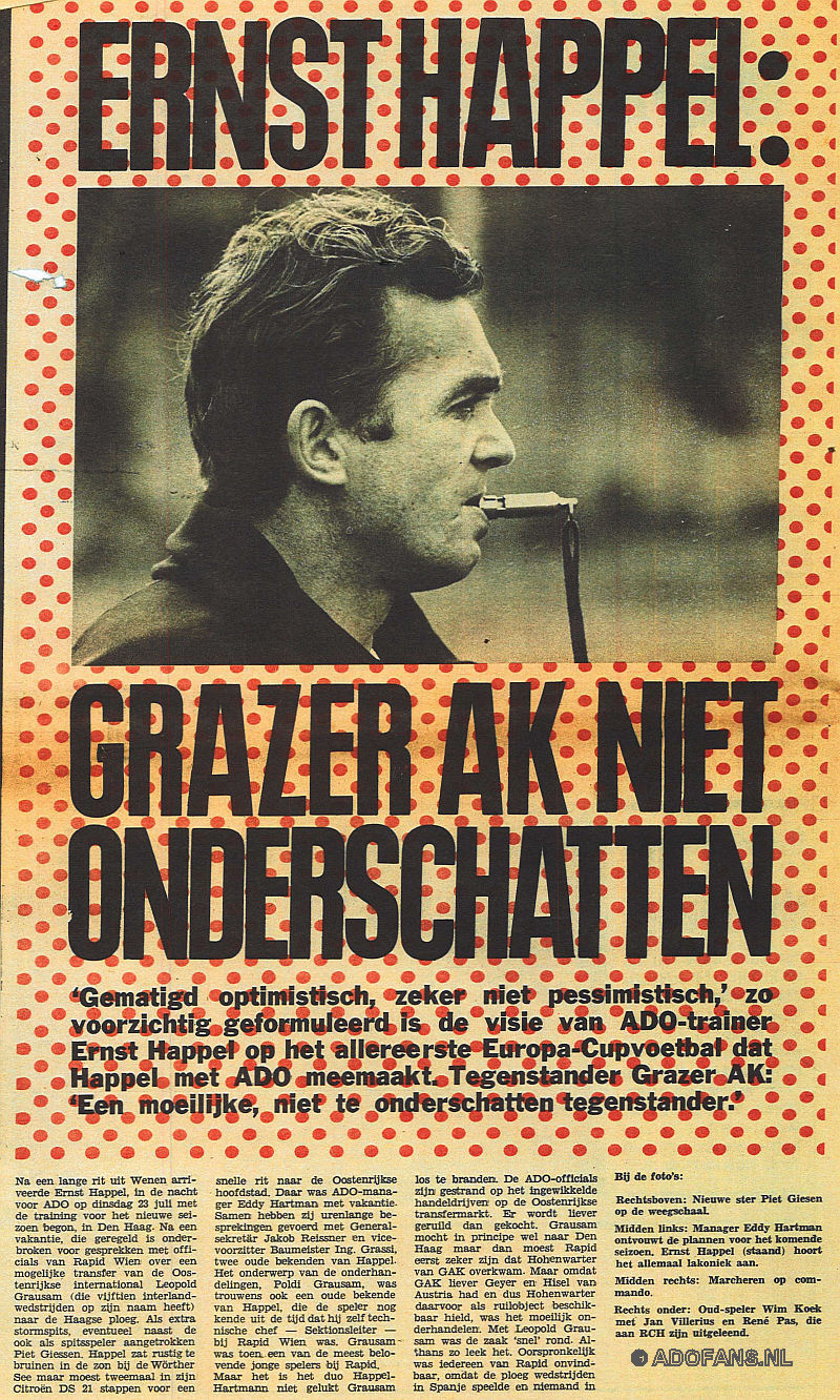 ADO Den Haag , Ernst Happel, Grzar AK