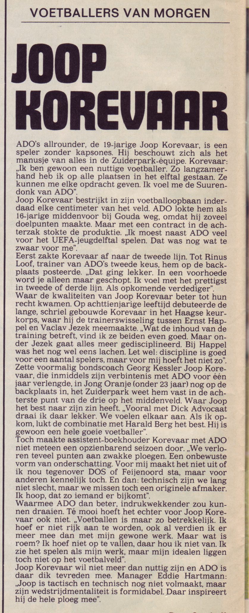 Voetballers van morgen: Joop Korevaar