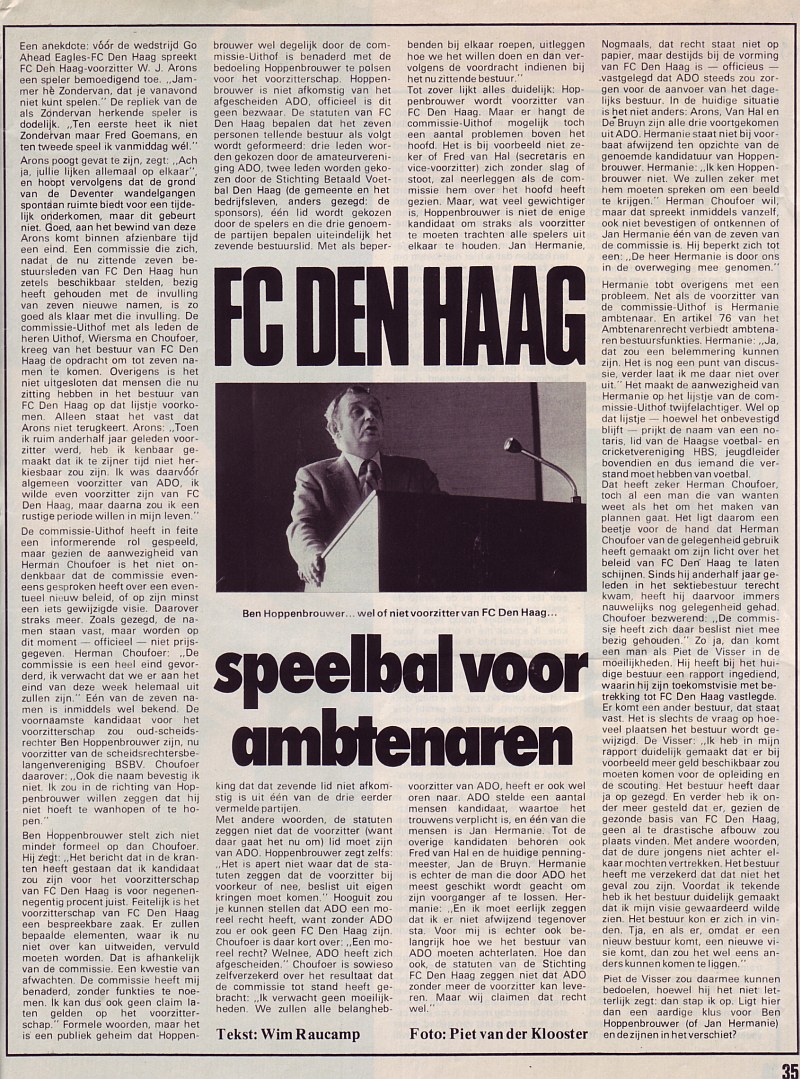 FC Den Haag speelbal voor ambtenaren