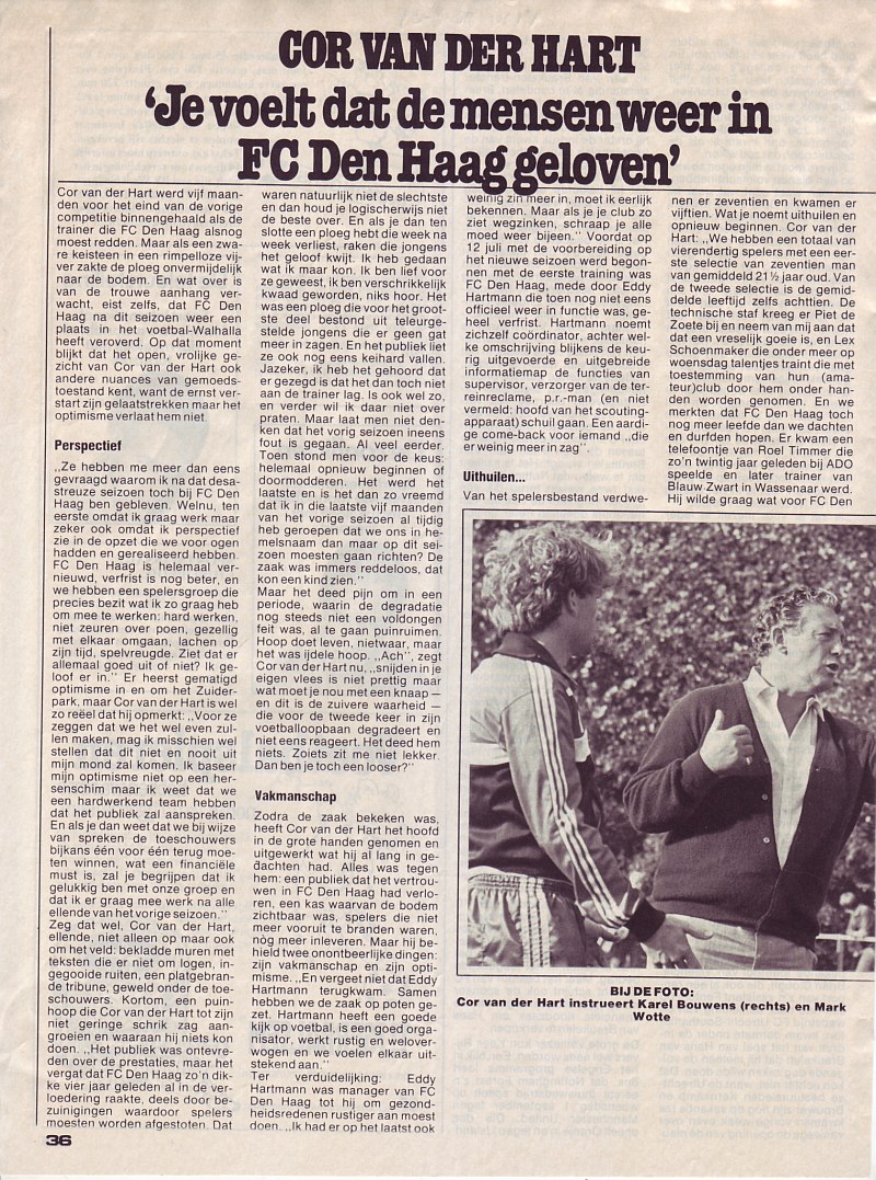Cor van der Hart "je voelt dat mensen weer n FC den Haag geloven"