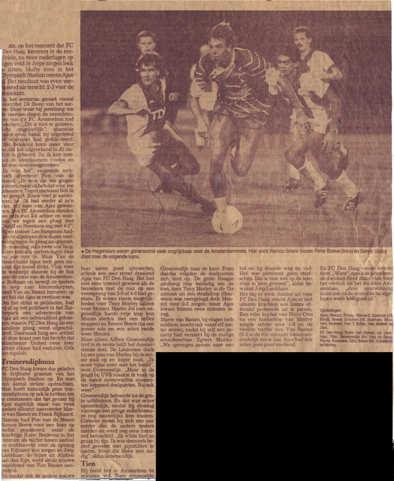 27-08-1986 FC Den Haag Bluft AJAX af 
