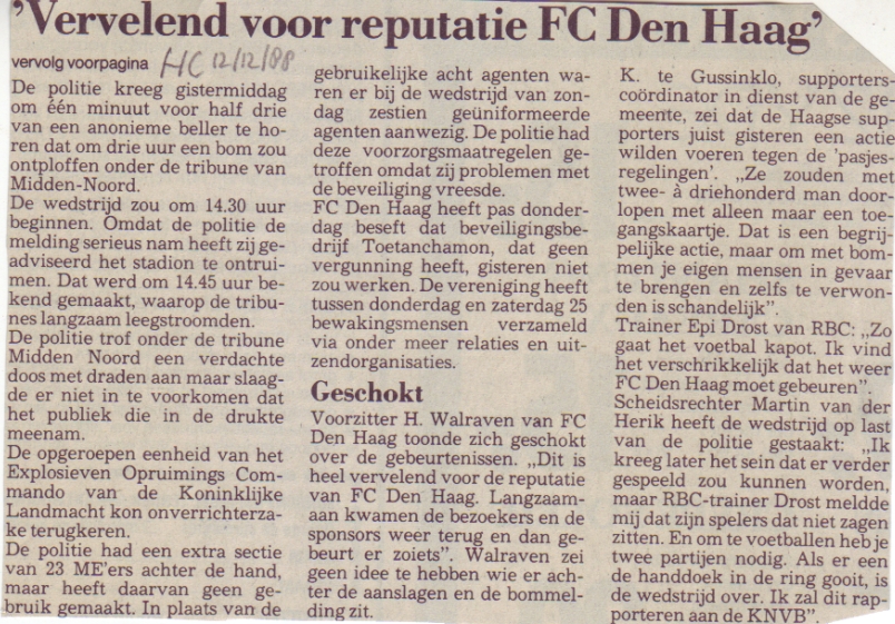 vervelend voor de reputatie van FC Den Haag