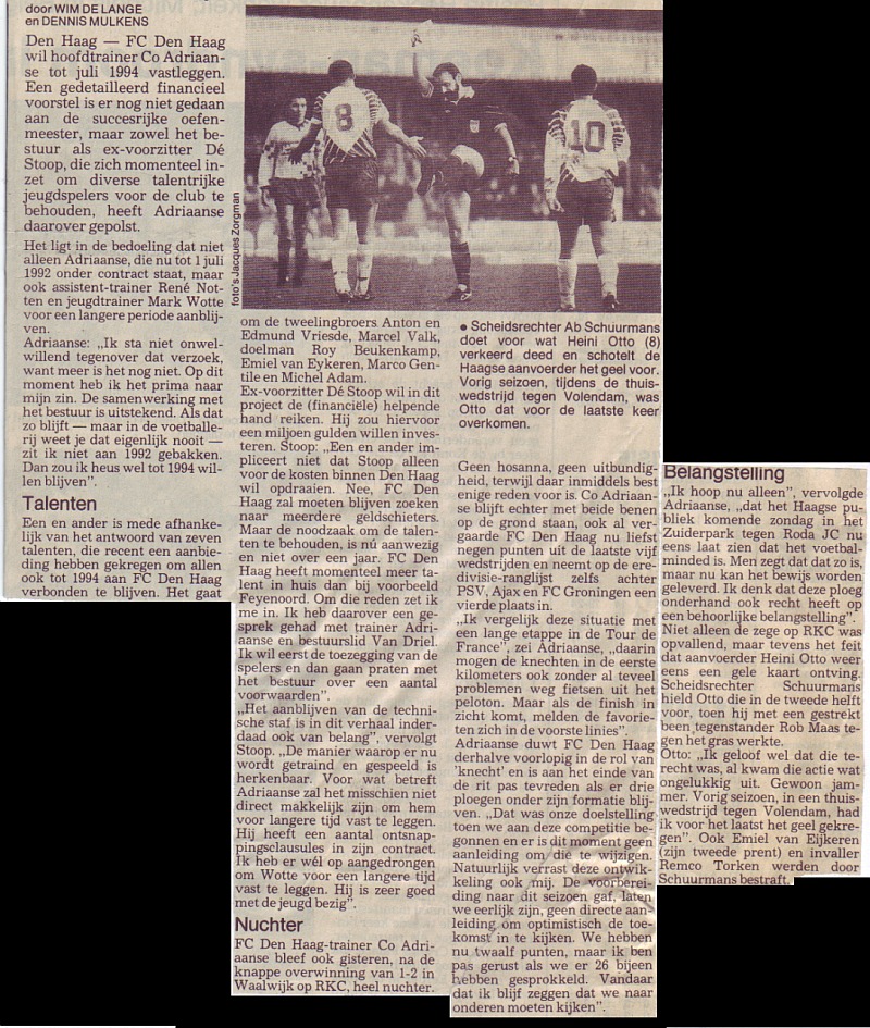 FC Den Haag wil  Co Adraanse tot 1994