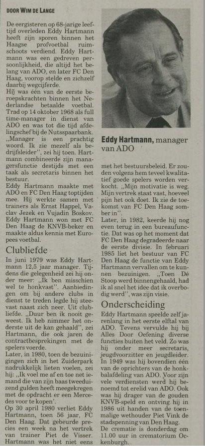 Een gedreven persoonlijkheid Eddy Hartmann 1924-1992