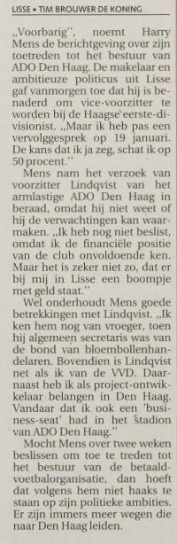 Harry Mens "Nog  niet beslist over verzoek ADO" 