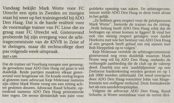 Mark Wotte Voelt zich "belazerd" door ADO Den Haag