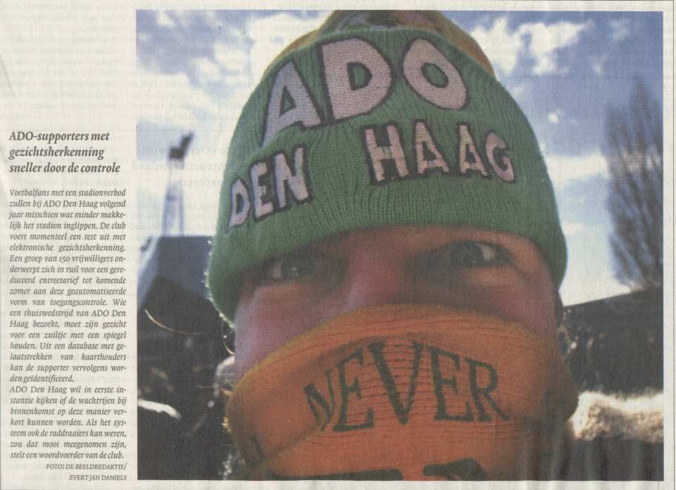 Gezichtsherkenningen bij ADO Den Haag