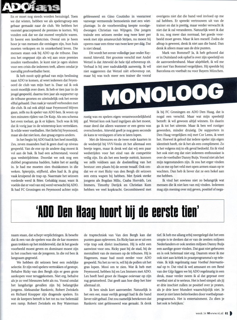 Danny Buijs: "ADO Den Haag hoort bij de eerste tien"