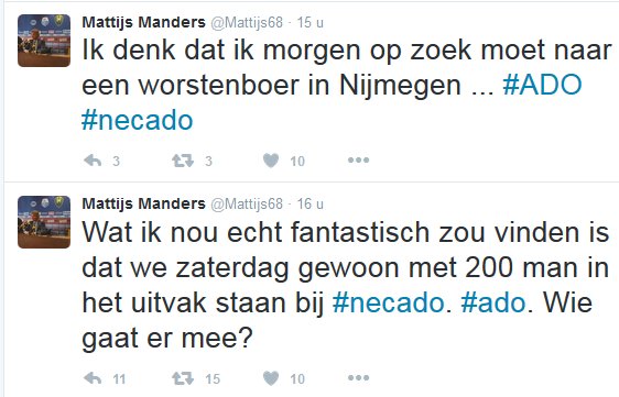 Manders: Broodje worst voor 200 supporters in uitvak NEC