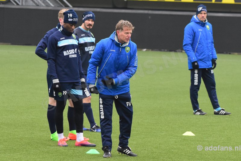 coach Fons Groenendijk, ADO Den Haag, Becker, Duplan, training 