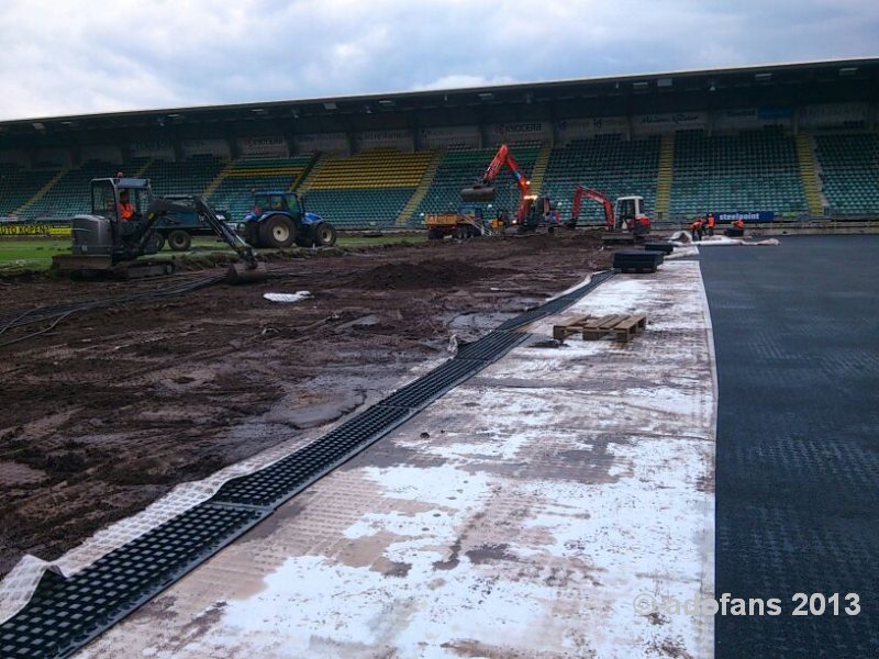 Verwijderen grasmat  uit kyocera stadion