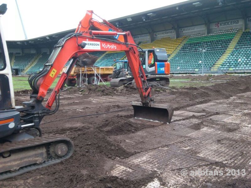 Verwijderen grasmat  uit kyocera stadion