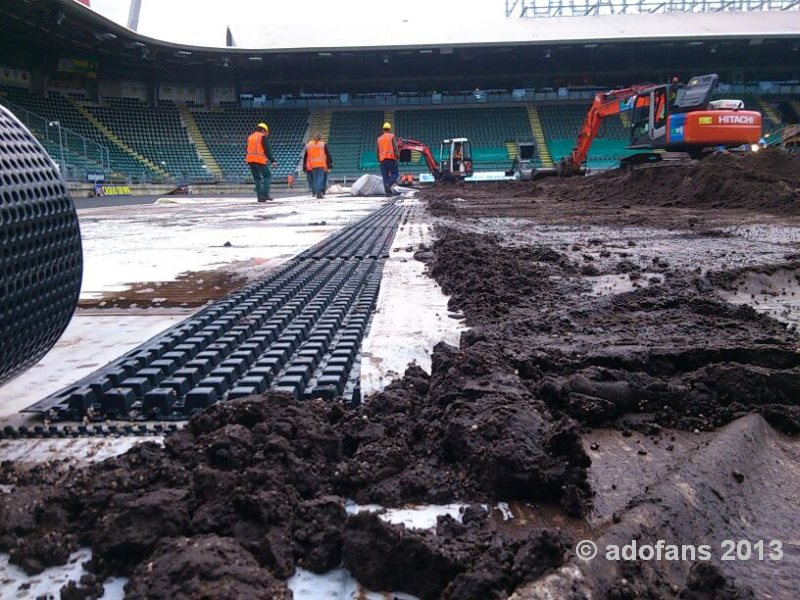 Verwijderen grasmat  uit kyocera stadion